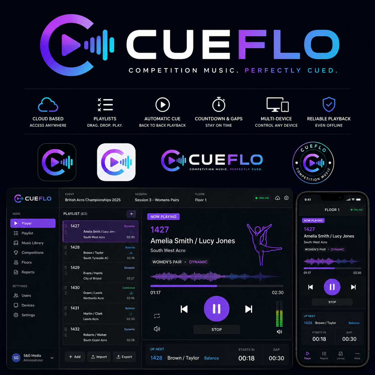CueFlo player and mobile remote interface